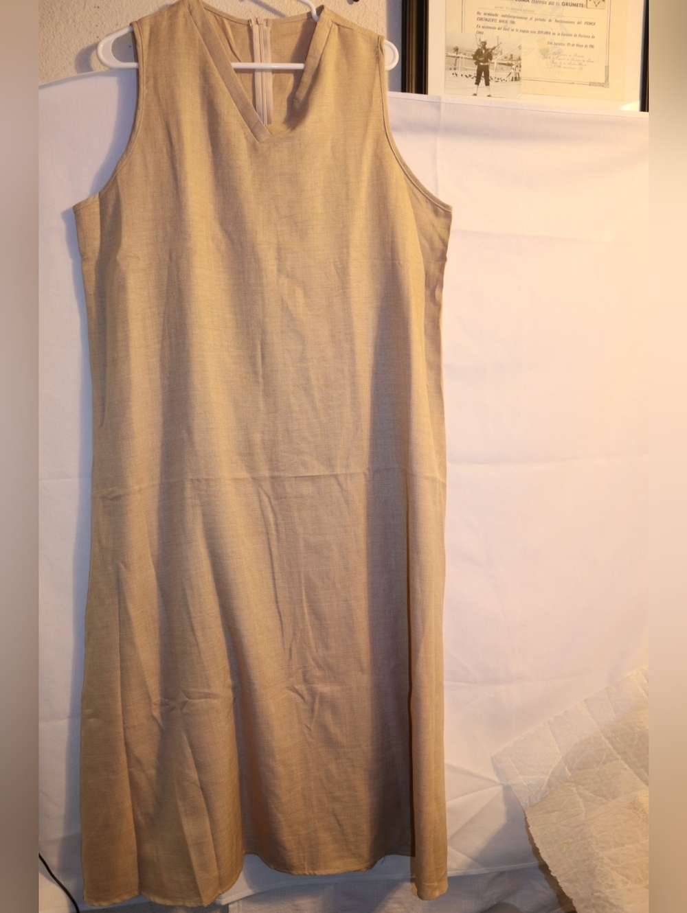 Women's‎ Midi Dress Shift Dress Sundress White Dress Tan Size 2X - Picture 2 of 10